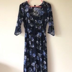 Long Sleeve Floral Forever 21 Maxi Overlay Dress
